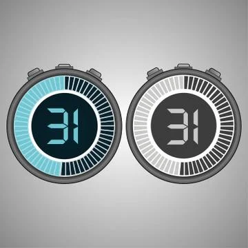 Electronic Digital Stopwatch 31 seconds Stock Illustration