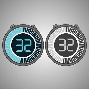 Electronic Digital Stopwatch 32 seconds Stock Illustration