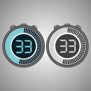 Electronic Digital Stopwatch 33 seconds Stock Illustration