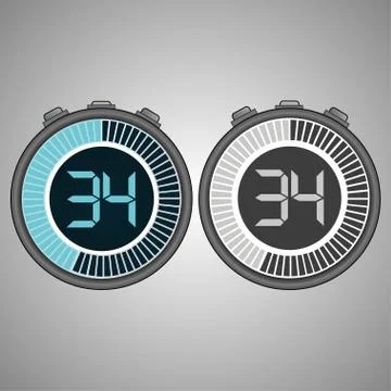 Electronic Digital Stopwatch 34 seconds Stock Illustration