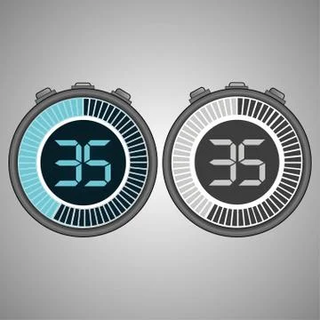 Electronic Digital Stopwatch 35 seconds Stock Illustration