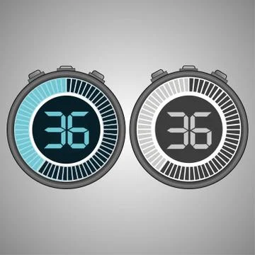 Electronic Digital Stopwatch 36 seconds Stock-Illustration