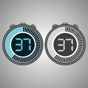 Electronic Digital Stopwatch 37 seconds Stock Illustration