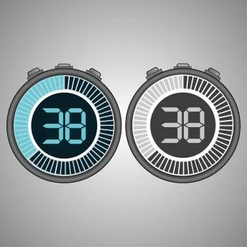 Electronic Digital Stopwatch 38 seconds Stock Illustration