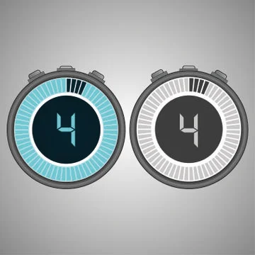 Electronic Digital Stopwatch 4 seconds Stock Illustration
