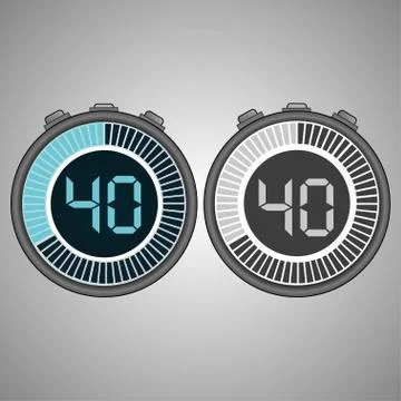 Electronic Digital Stopwatch 40 seconds Stock Illustration