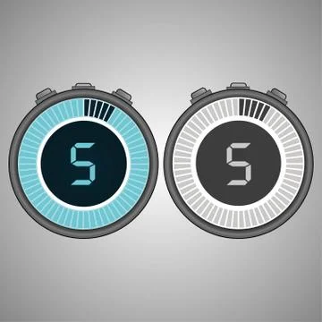 Electronic Digital Stopwatch 5 seconds Stock Illustration
