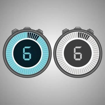 Electronic Digital Stopwatch 6 seconds Stock Illustration
