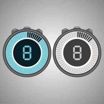 Electronic Digital Stopwatch 8 seconds Stock Illustration