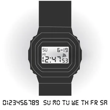Electronic digital wrist watch Stock Illustration