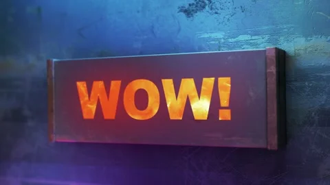 Electronic display showing red light message Wow! Video stock 263988969