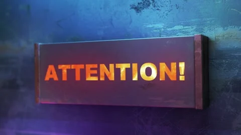 Electronic display showing red light message Attention Stock Footage 265069469