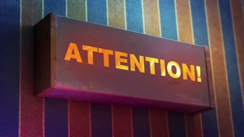 Electronic display showing red light message Attention Stock Footage 265069632