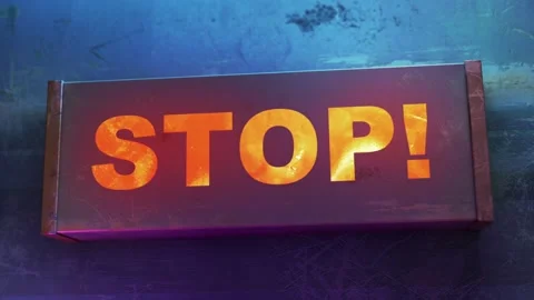 Electronic display showing red light message STOP! Stock Footage 268596641