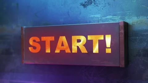 Electronic display showing red light message START! Video stock 268596693