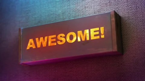 Electronic display showing red light message AWESOME! Stock-Footage 268597700