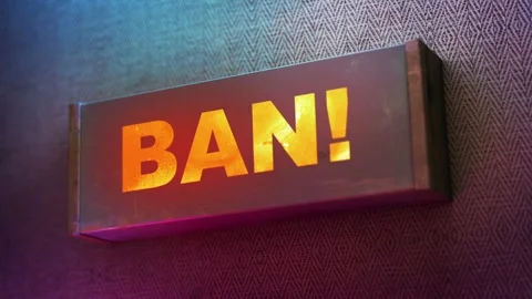 Electronic display showing red light message BAN! Stock Footage 268597722