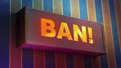 Electronic display showing red light message BAN! Stock Footage 268597727