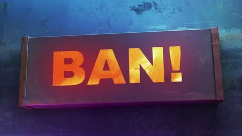 Electronic display showing red light message BAN! Stock Footage 268597756