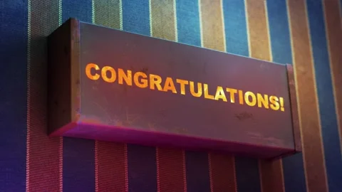 Electronic display showing red light message Congratulations! Stock Footage 268597770