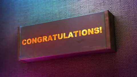 Electronic display showing red light message Congratulations! Stock Footage 268597778