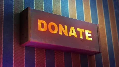 Electronic display showing red light message DONATE Stock Footage 268597801