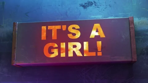 Electronic display showing red light message IT'S A GIRL! Stock Footage 268598041