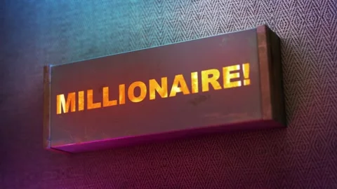 Electronic display showing red light message Millionaire! Stock Footage 268598049