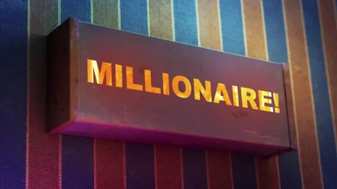 Electronic display showing red light message Millionaire! Stock Footage 268598051