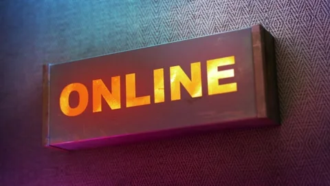 Electronic display showing red light message ONLINE! Stock Footage 268598125