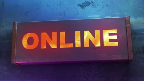 Electronic display showing red light message ONLINE! Stock Footage 268598485