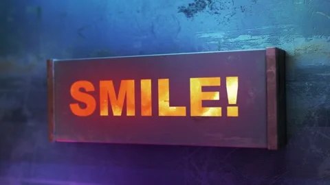 Electronic display showing red light message Smile! Stock Footage 268600236