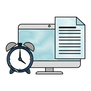 Electronic document with computer and alarm Stockillustratie