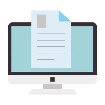 Electronic document with computer Stock Illustration
