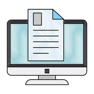 Electronic document with computer Stock Illustration