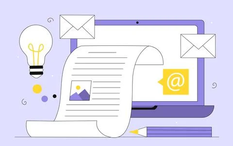 Electronic document at computer vector concept Stock Illustration