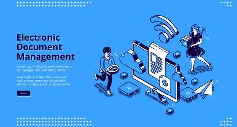 Electronic document management banner Illustrazione stock