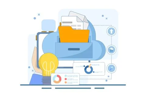 Electronic document management concept. File management administration. Stock Illustration