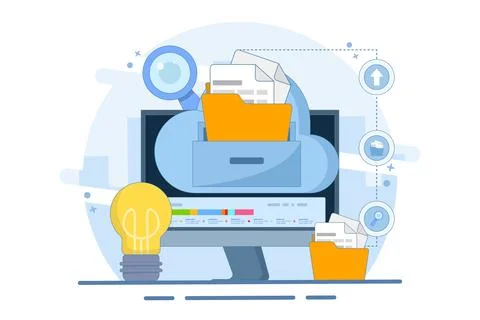 Electronic document management concept. File management administration. Stock Illustration