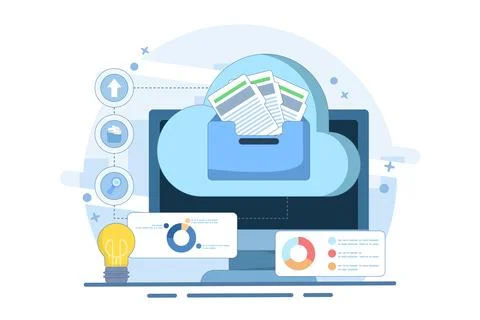 Electronic document management concept. File management administration. Stock Illustration