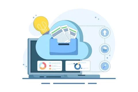 Electronic document management concept. File management administration. Stock Illustration
