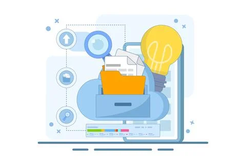 Electronic document management concept. File management administration. Stock Illustration