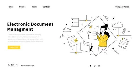 Electronic document management landing page Stock Illustration