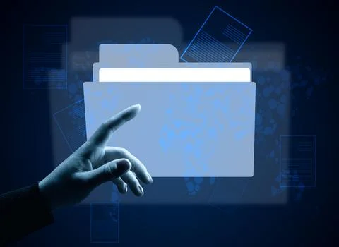 Electronic document management, reduction of bureaucracy. Fast exchange of .. Stock Illustration