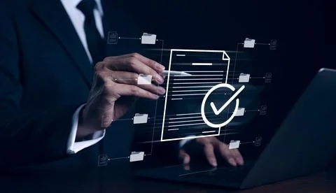 Electronic document management system concept. Stock Photos