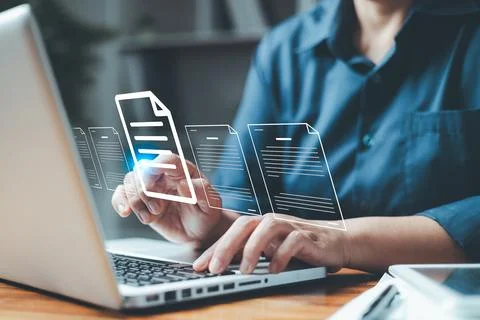 Electronic document management system concept, searching and business manag.. Stockfoto's