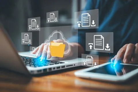Electronic document management system concept, searching and business manag.. Stockfoto's