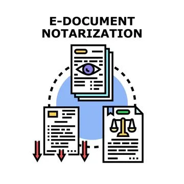 Electronic document notarization process online verification Illustrazione stock