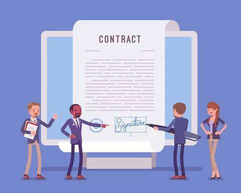 Electronic document signature, contract page Stock Illustration