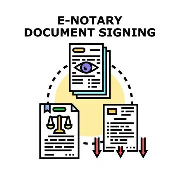 Electronic document signing process with digital notary service Illustrazione stock